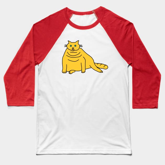 Yellow Chonk Cat Baseball T-Shirt by ellenhenryart